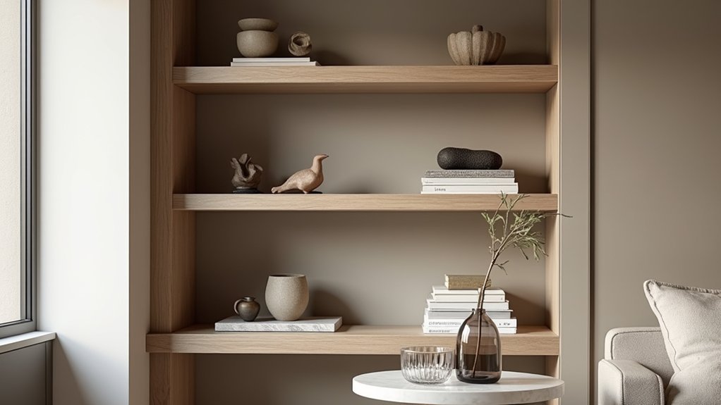 balanced intentional shelf styling