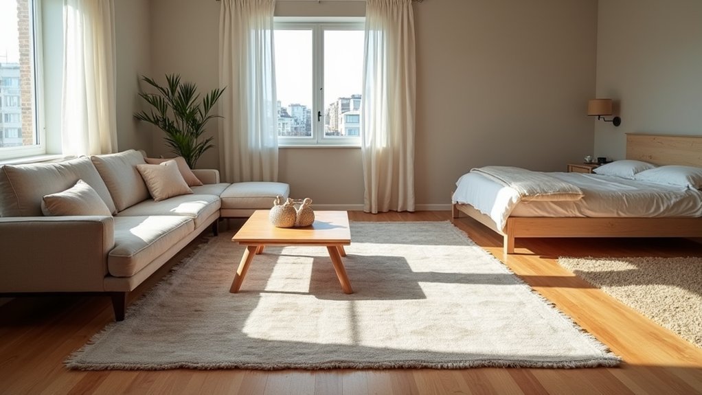 layered rugs with coordinated textures