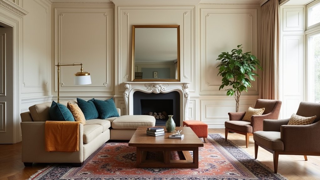layered textiles create vibrant accents