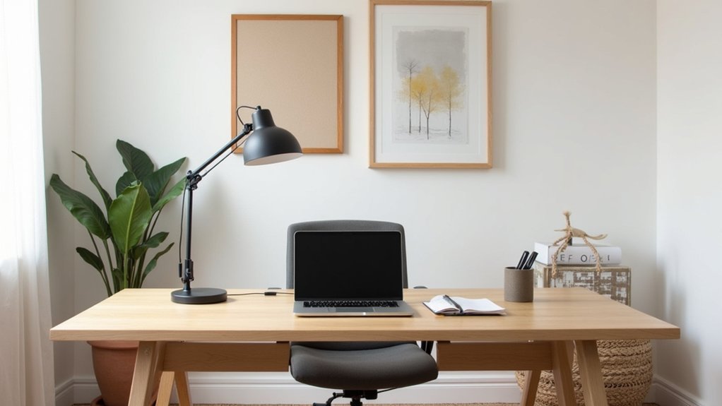 minimalist organized calming workspace