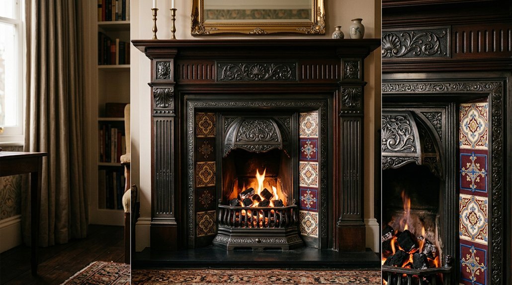 How We Restored a Cast Iron Victorian Fireplace Using Original Grate and Tiles