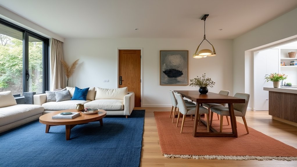 rug color creates visual balance
