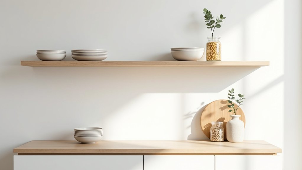 stylish minimal open shelving