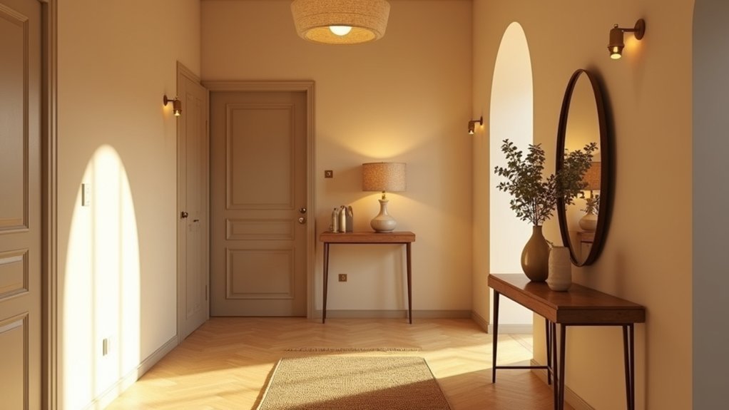 warm layered hallway lighting